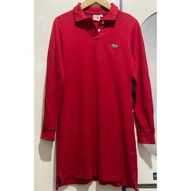 LIKENEW Lacoste Polo Midi Dress Red Original