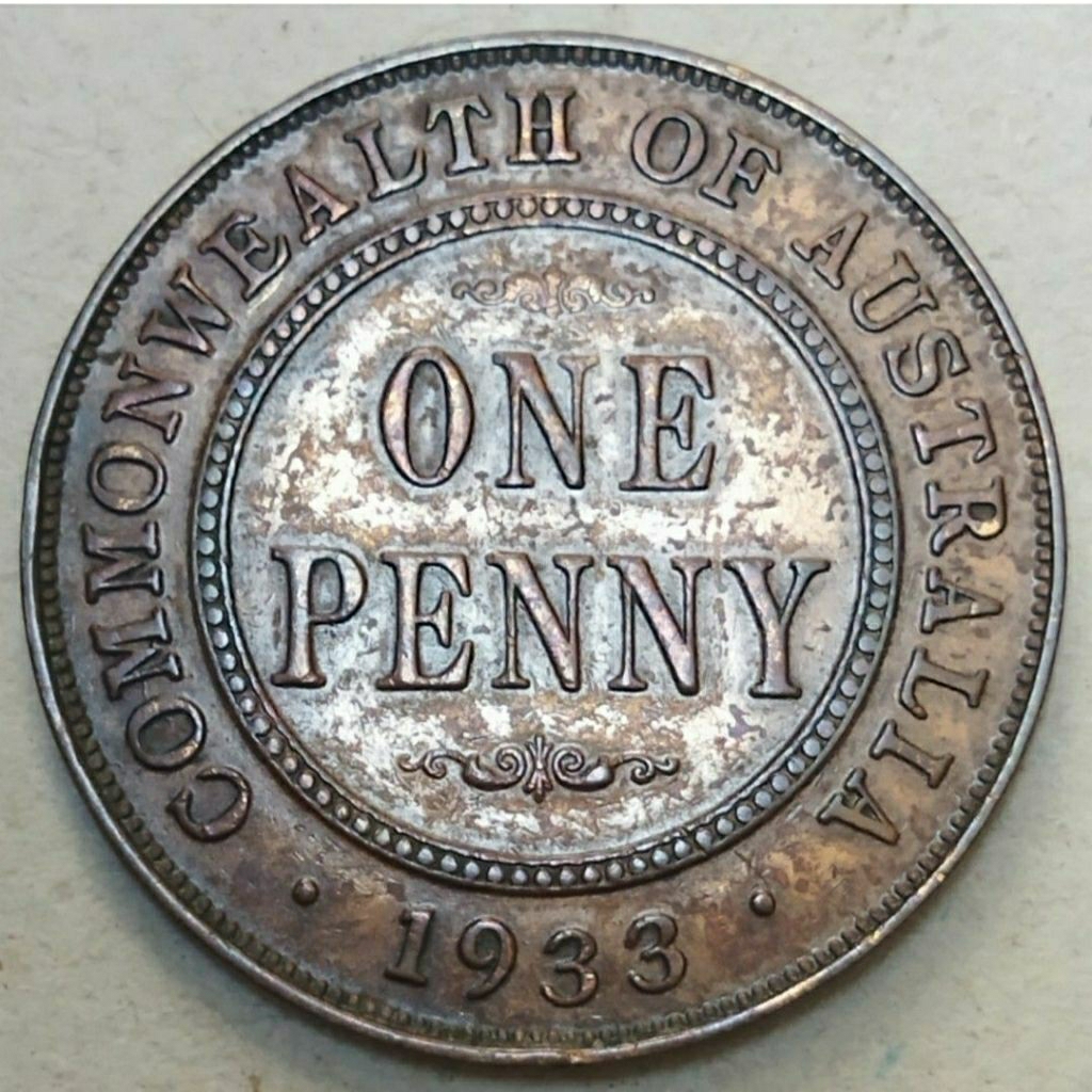 uang koin one penny 1933 George v