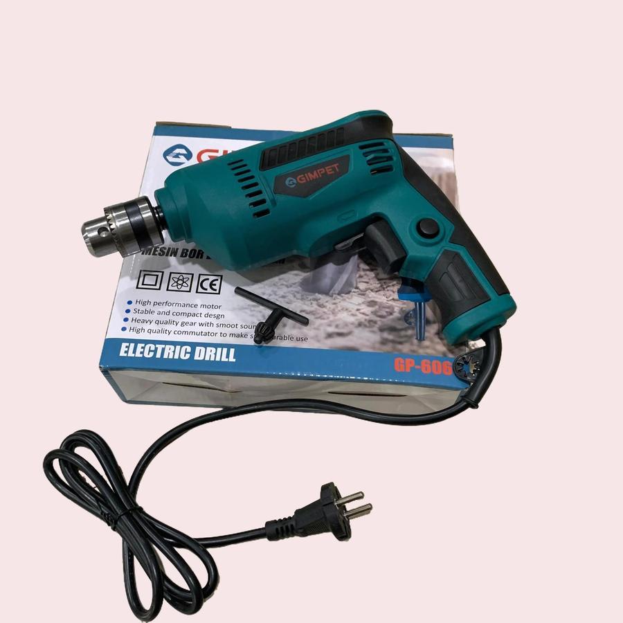 TERBARU FULL TEMBAGA GIMPET Electric Drills Mesin Bor 10 Mm GP-606 Mesin Bor Bolak Balik Bor