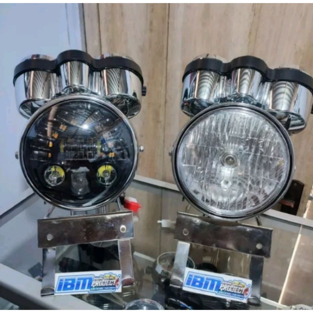 (COD) Lampu Depan Ninja Ss Fullset LED Standart Tinggal Pasang Plus Breket Dan Speedometer Ninja To 