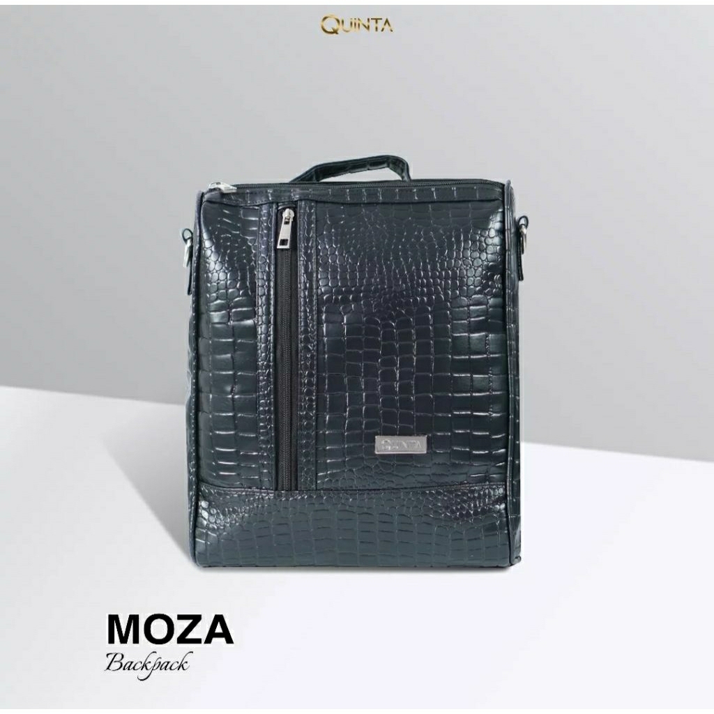 Quinta Moza Backpack 3in1 Tas Ransel Tas Punggung Wanita Terbaru Bahan Kulit Sintetis Motif Croco Ke