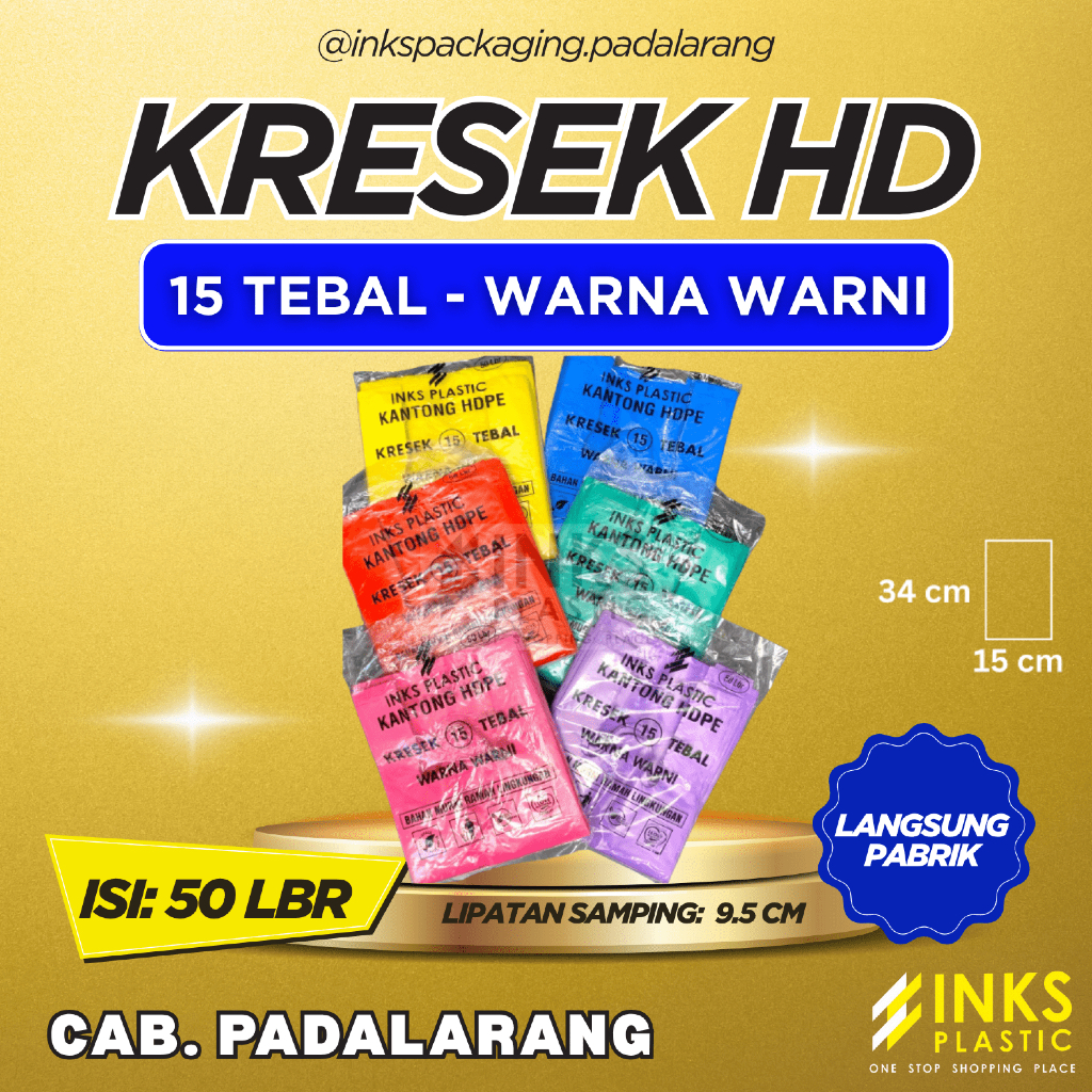 KANTONG KRESEK HD 15 TEBAL WARNA WARNI (BIRU, HIJAU, KUNING, PINK, UNGU, MERAH)