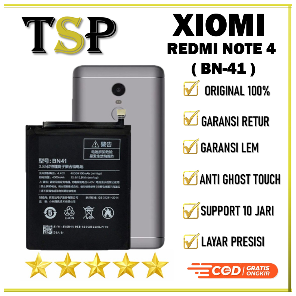 BATERAI XIOMI ( BN-41 ) REDMI NOTE 4 BATERAI ORIGINAL 100%