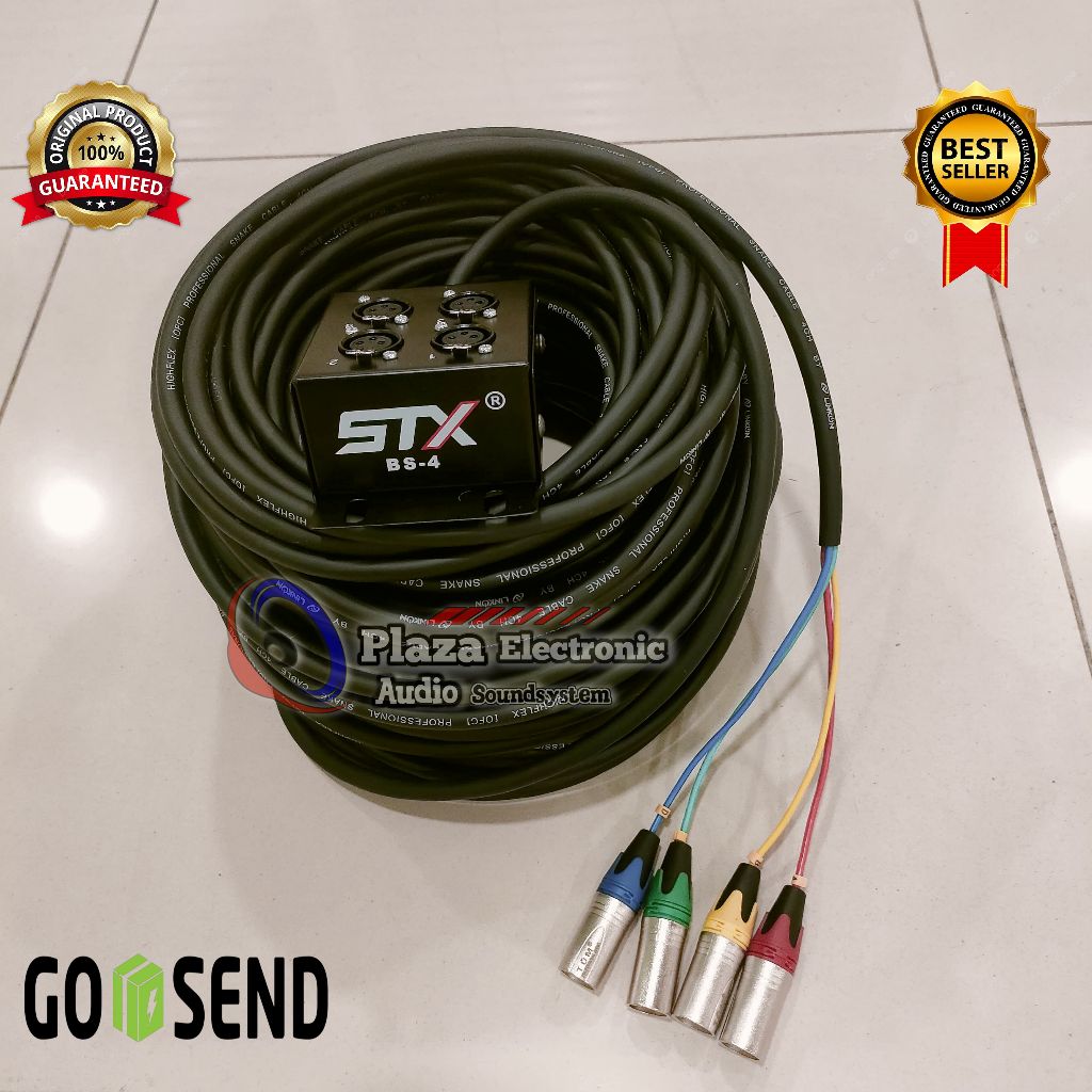 Snake Kabel Isi 4ch + Stage Box STX Dan Jack Male GEISLER Panjang 20 Meter