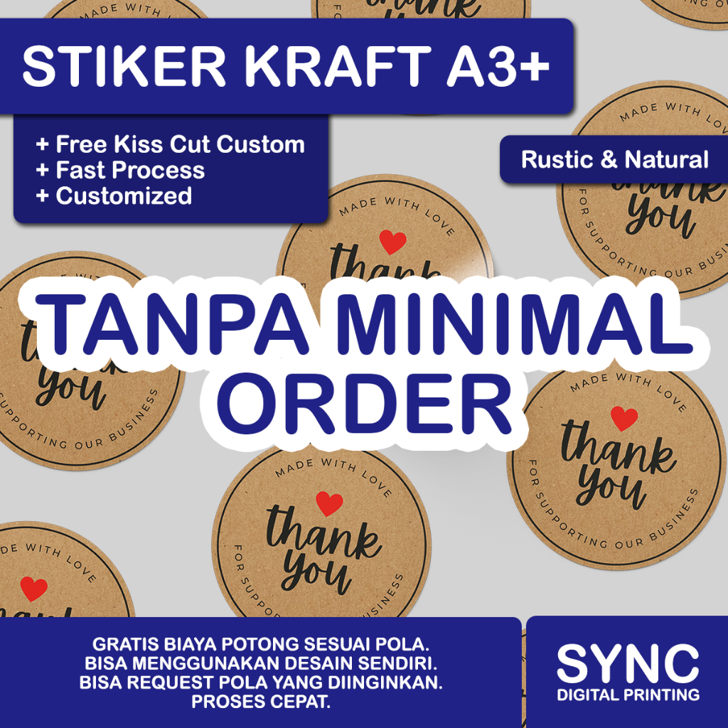

TANPA MINIMAL ORDER Cetak Stiker Kraft A3 Plus Kiss Cut