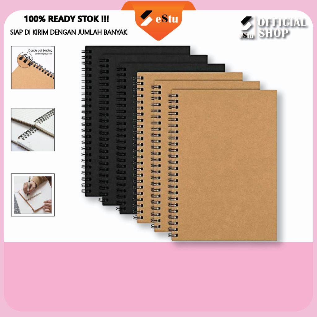 

Estu Noote book A5 Vintage Aesthetic Notebook Cover Kraft 50 lembar/100Halaman