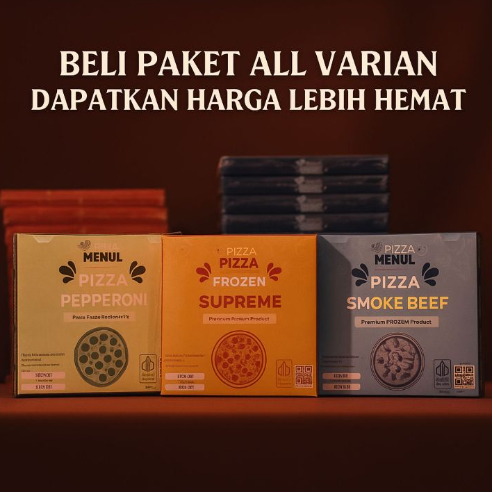 

3in1 pizza frozen menul allvarian - smokebeef pepperoni supreme - 200gr - praktis - pengiriman instan