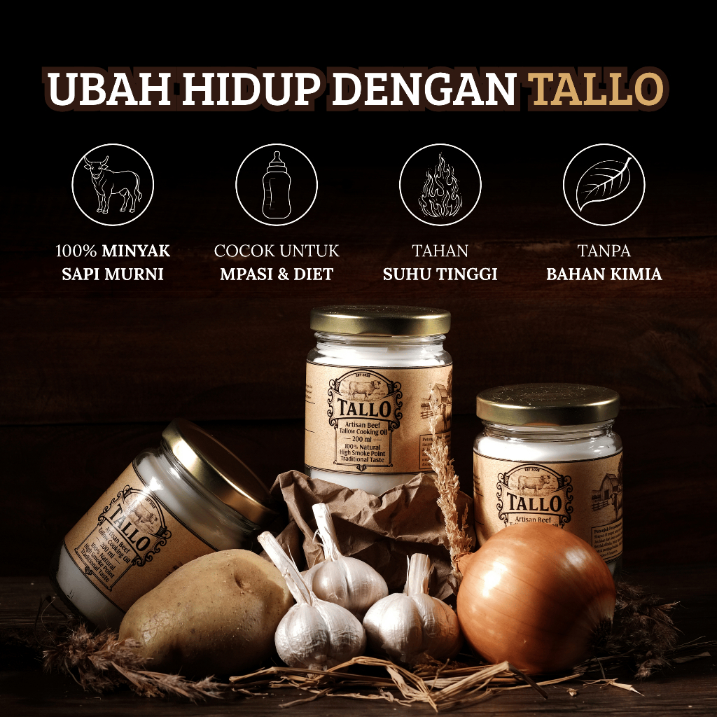 

Minyak Sapi Murni TALLO 200gr – Beef Tallow Sehat | Minyak Goreng untuk MPASI, Diet Keto, Carnivore
