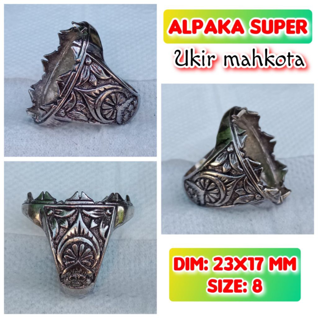 emban batu akik dan permata alpaka super ukir mahkota.25