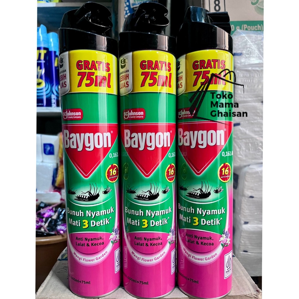 BAYGON OBAT NYAMUK SEMPROT 600ML + 75ML WANGI FLOWER GARDEN