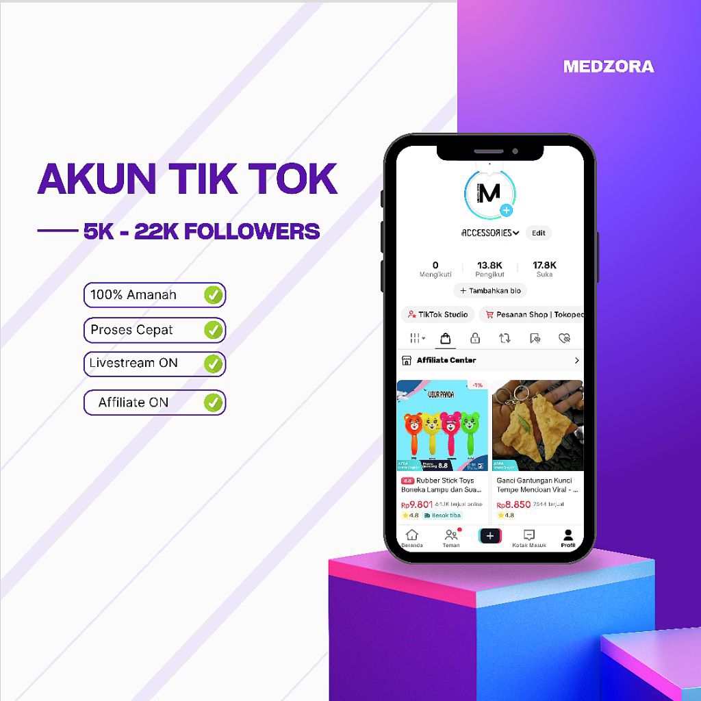 Akun Tiktok Follower 5K - 22K Fyp Real Indo Followers Aktif Bisa Live Dan Garansi 100%