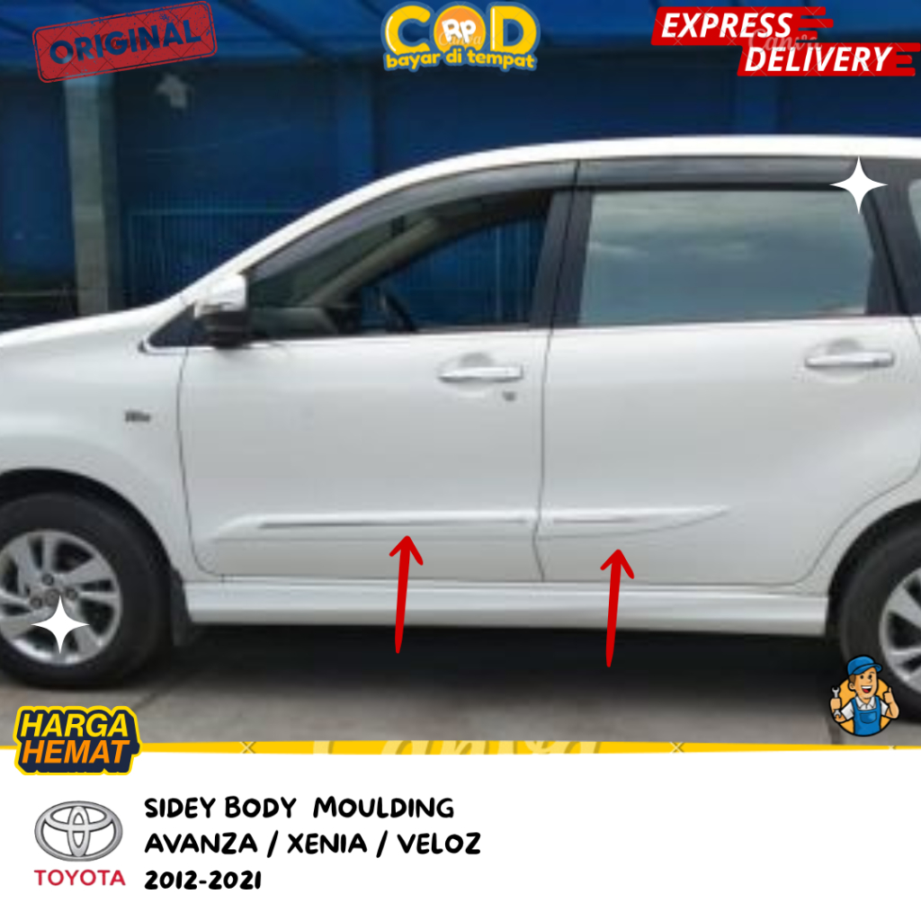 LIST BODY SAMPING / SIDE BODY MOULDING MOBIL AVANZA XENIA VELOZ TAHUN 2012-2021 (bahan)