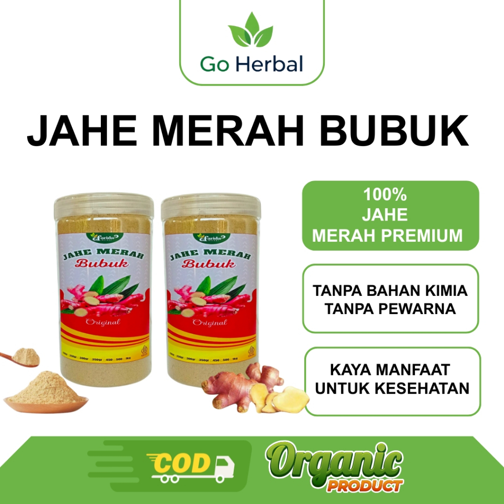 

Jahe Merah Bubuk Kemasan Toples Premium 100% Jahe Asli Farida Herbal