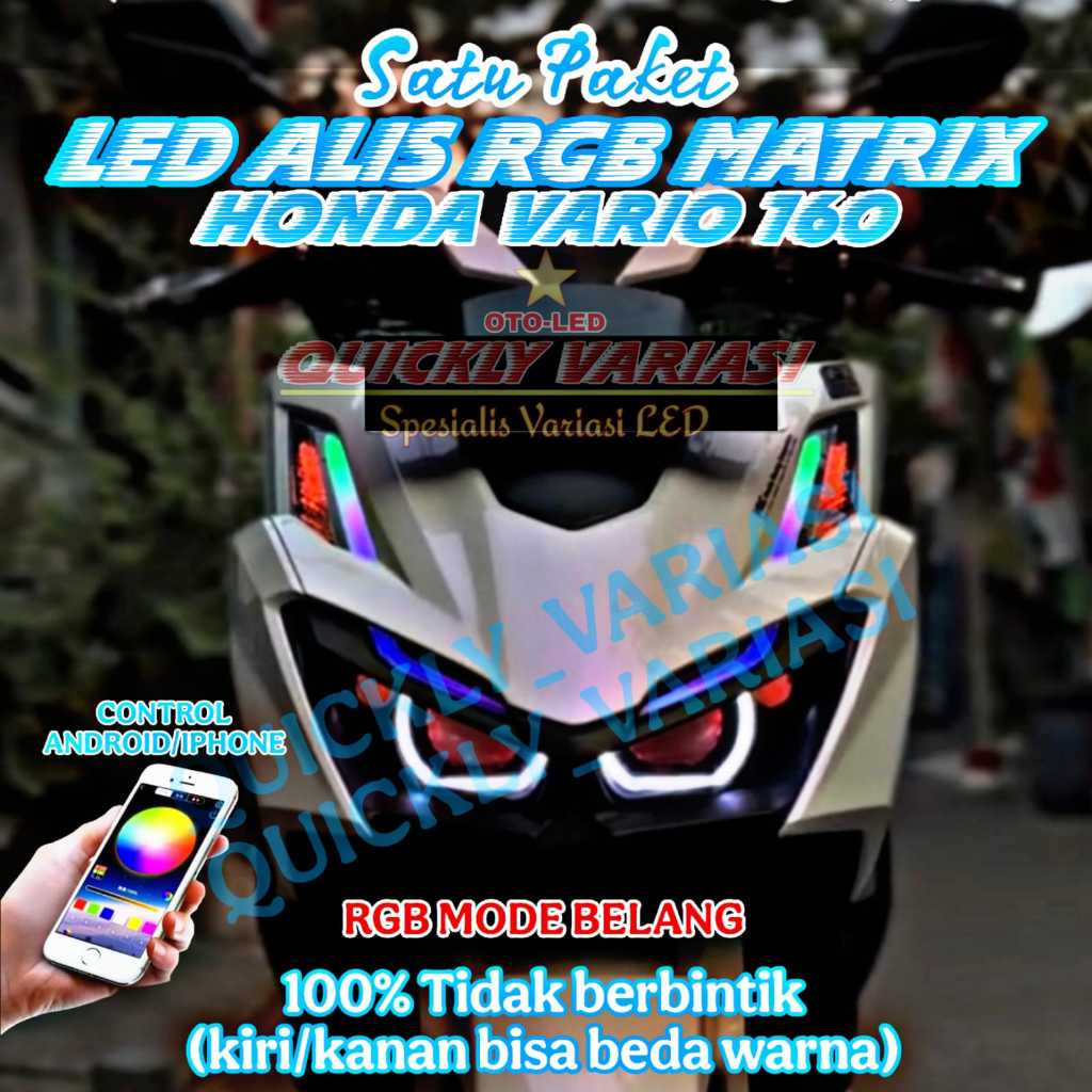 Paket Lampu Alis Running RGB vario 160 free devil eyes satu set led alis rgb bluetooth vario 160 new