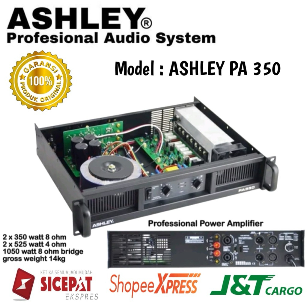 Power Amplifier Ashley Pa350 Original Power Amplifier Ashley 2 Channel Class AB