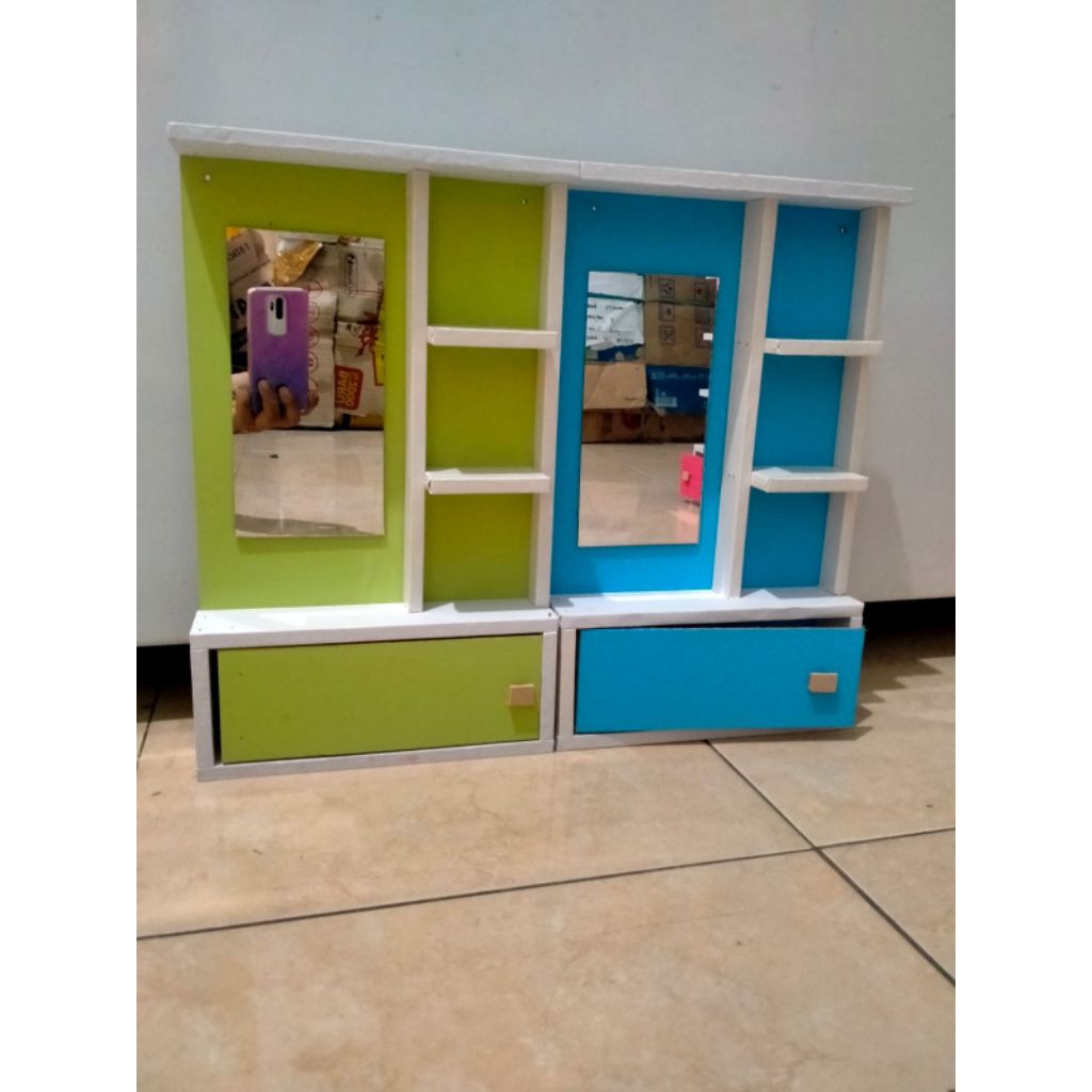 RAK KOSMETIK LACI GANTUNG MINI/ CERMIN RIAS MINIMALIS/ RAK RIAS KOSMETIK RAK RIAS MAKE UP KAYU MINI