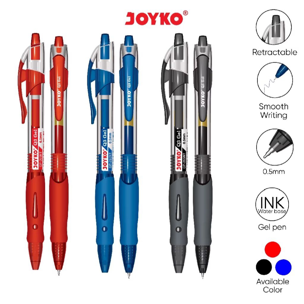 

1 Pcs Pulpen Joyko Q Gel Hitam BIRU & MERAH