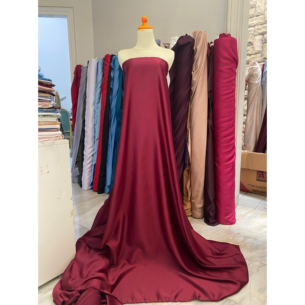 Kain Satin Velvet Premium Warna Merah Maroon Bahan Seragaman bahan Furing Bisa untuk Background