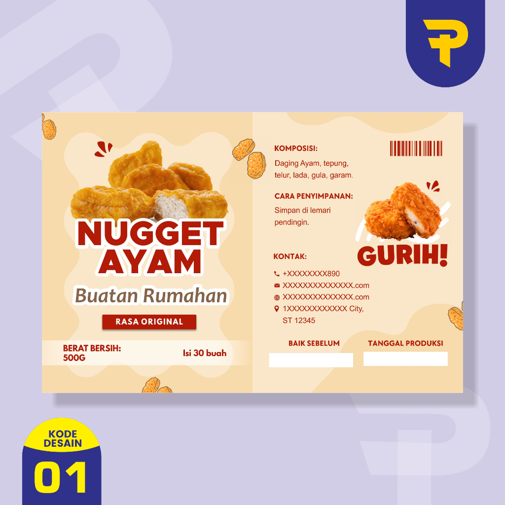 

stiker label kemasan nugget kerupuk udang