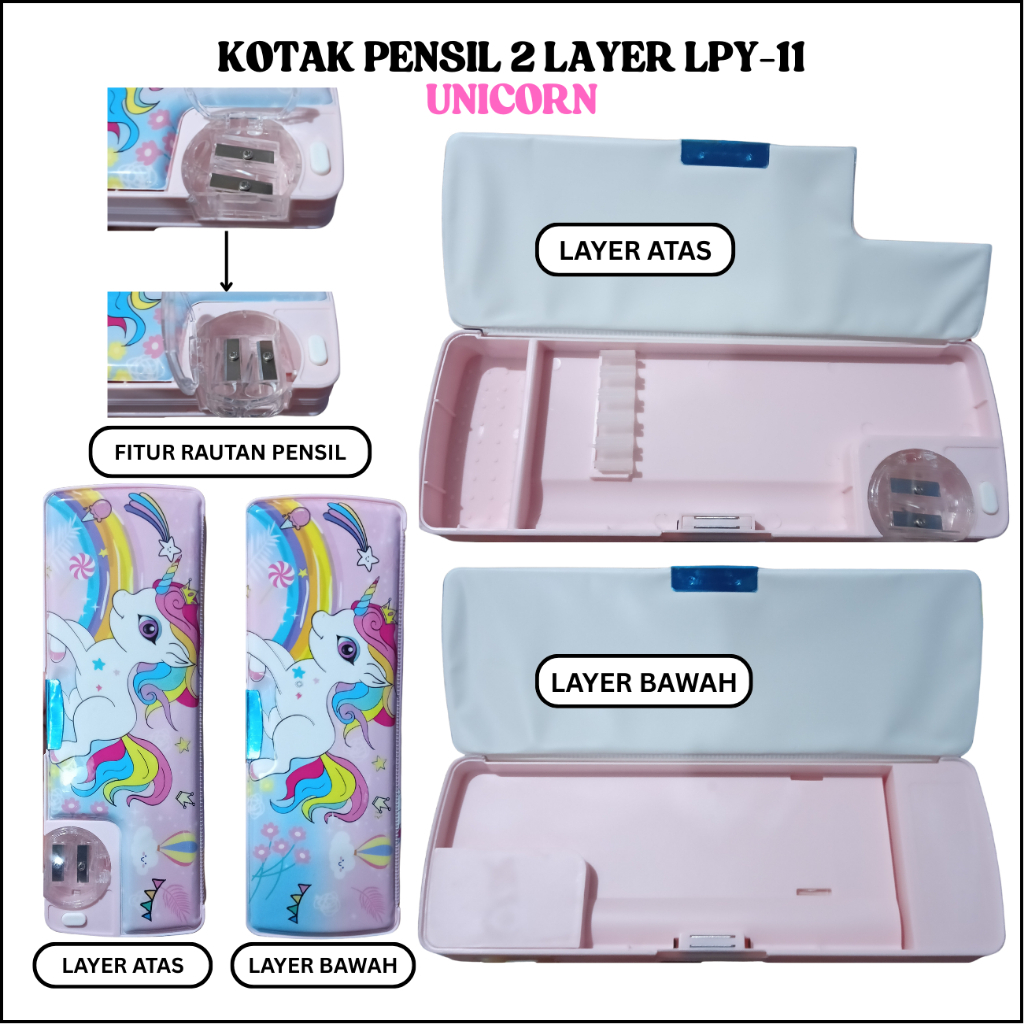 

TEPAK SEKOLAH ANAK KOTAK PENSIL 2 LAYER + RAUTAN PENSIL