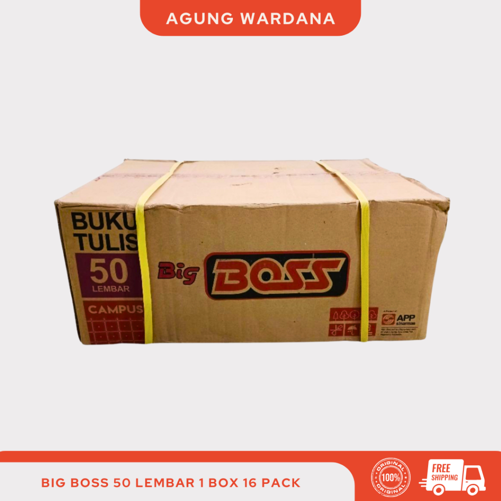 

BUKU TULIS BOXY BIG BOSS 50 LEMBAR 1 BOX / DUS ISI 16 PACK (160 PCS)