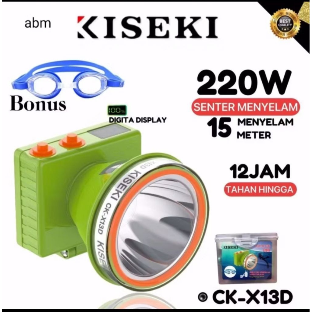 Senter kepala selam kiseki 220watt super terang