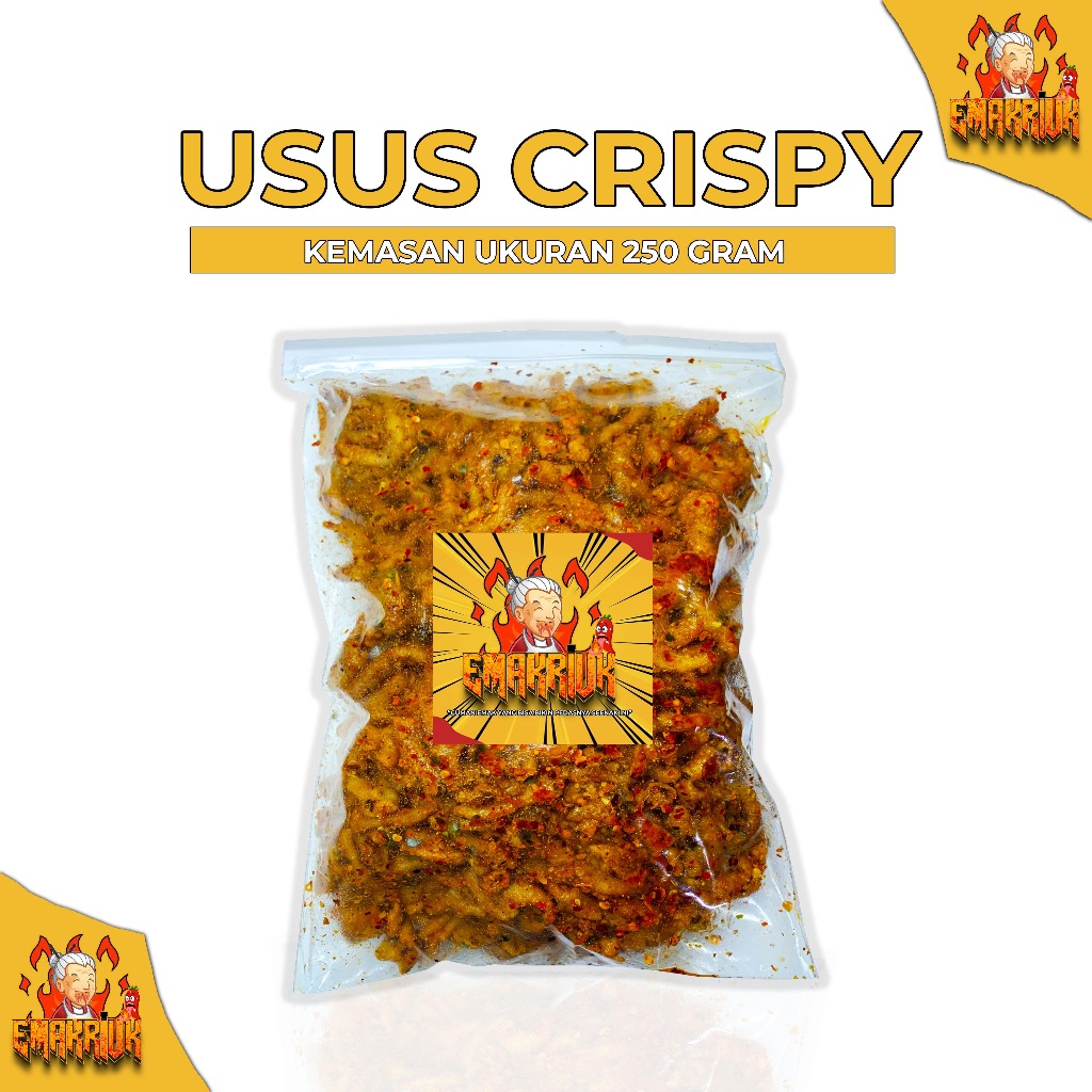 

EMAKRIUK - 250 Gram USUS CRISPY Kripik Usus original pedas daun jeruk bumbu melimpah cemilan