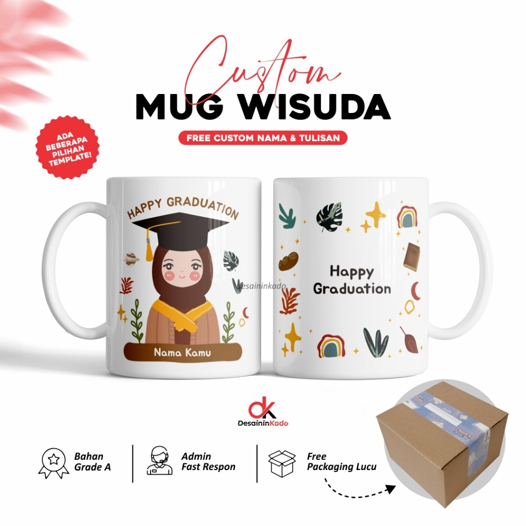 Mug Wisuda Custom Nama / Mug Custom / Hadiah Unik / Hadiah Wisuda / Mug Graduation / Kado Wisuda
