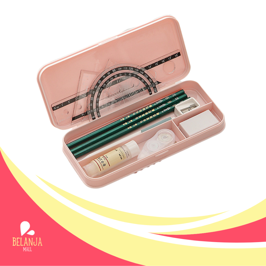 

belanjamall Kotak alat tulis-sederhana matte, kotak alat tulis warna matte,kotak pensil kompartemen kapasitas besar multifungsi Y3431