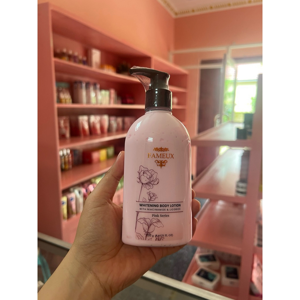 RinaBeautyCare Famuex whitening body lotion with niacinamide & licorice pink series