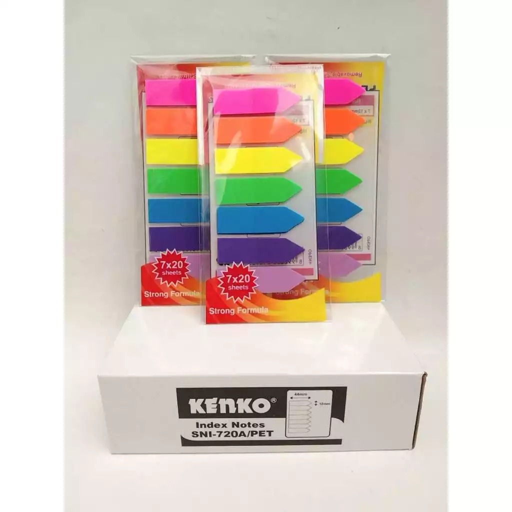 

1 PAK (ISI 20 PADS) STICKY NOTE SNI 720A INDEX PANAH ARROW NOTS PET TRANSPARENT KENKO