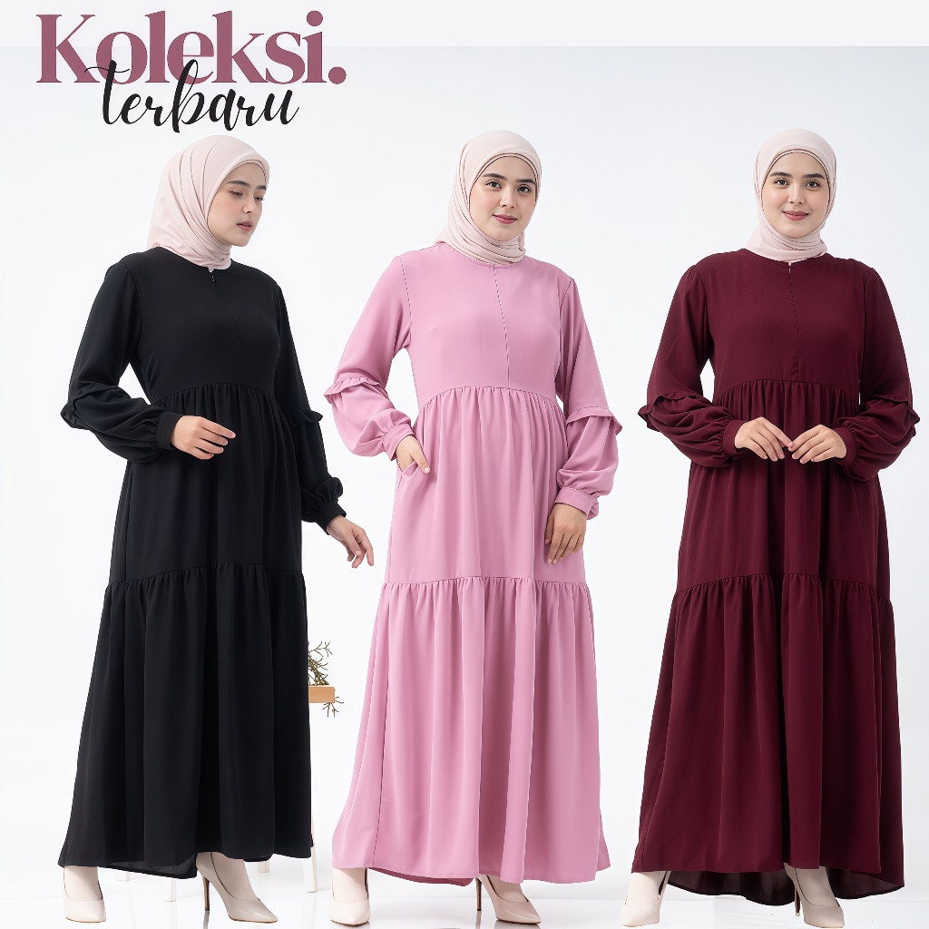 Gamis bahan crinkle premium gamis crinkle premium Polos gamis lebaran 2025 model gamis terbaru