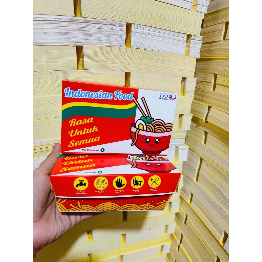 DUS MIE 100 PCS KOTAK MIE LEVEL GORENG IVORY LAMINASI GLOSY PAPER LUNCH BOX KWETIAU MIE AYAM MIE YAM