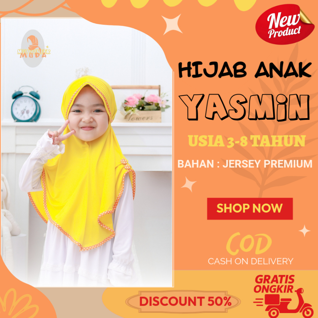 HIJAB ANAK YASMIN USIA 3-8 TAHUN | JILBAB TK/SD | HIJAB ANAK LUCU