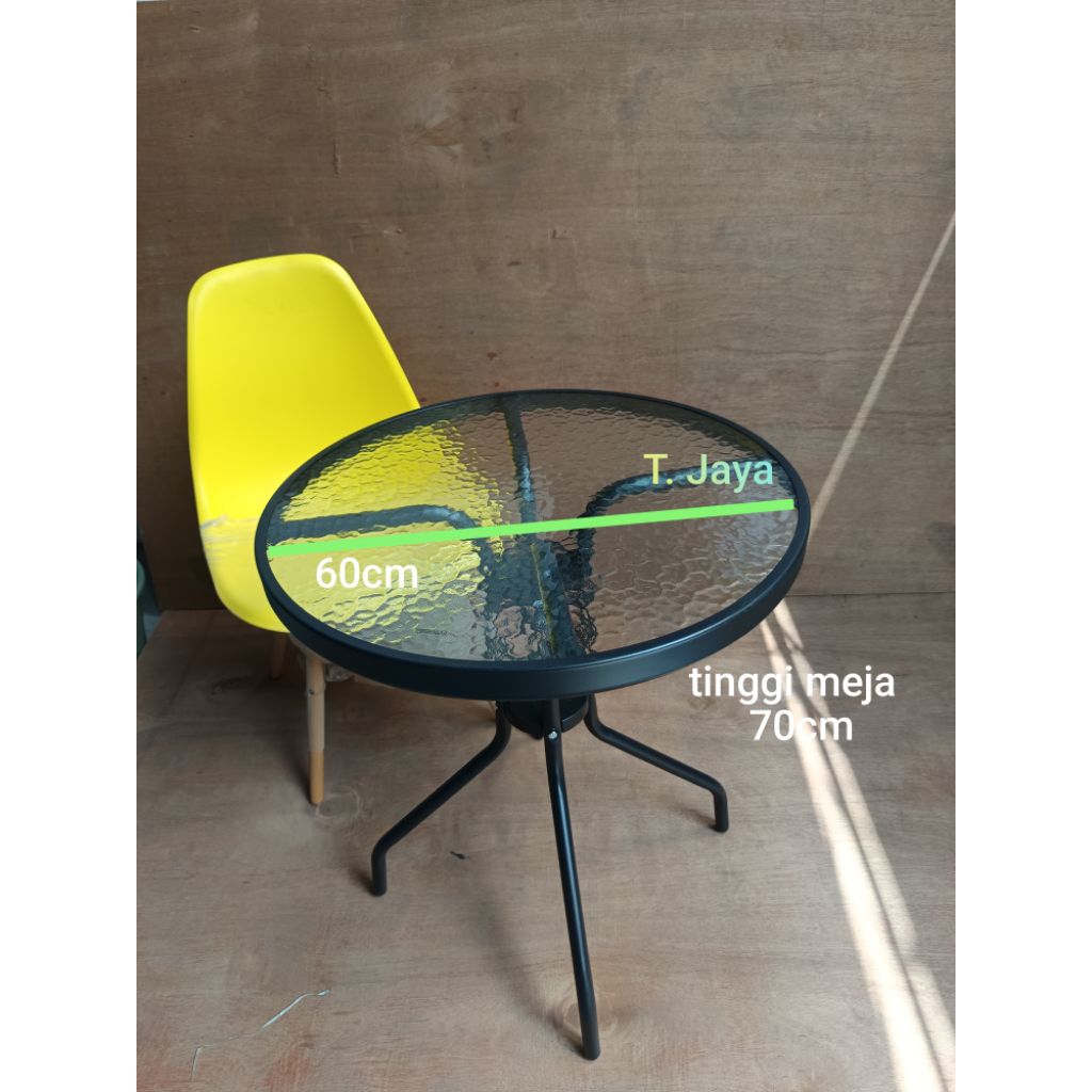 Meja teras Meja makan Meja tamu Meja kaca 60cm