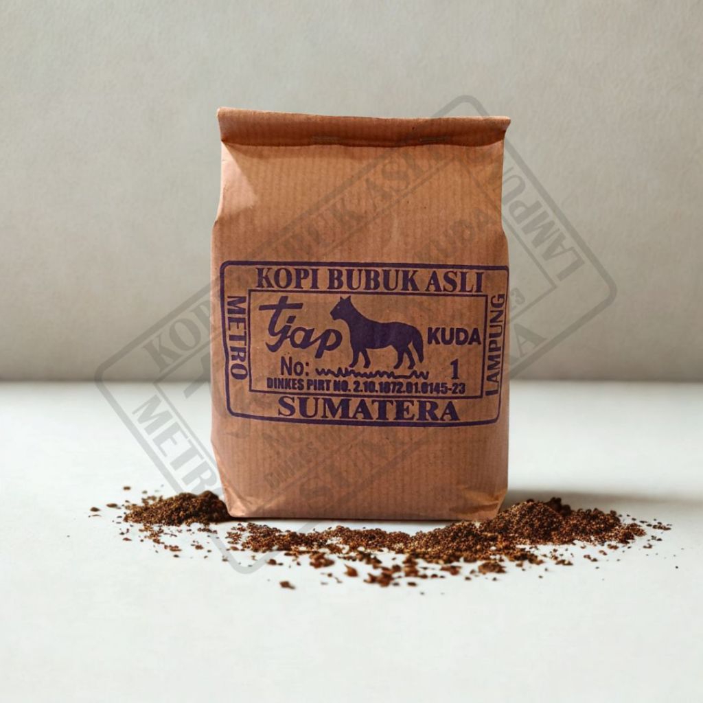 

Kopi Bubuk Asli Tjap Kuda Metro Lampung Sumatera