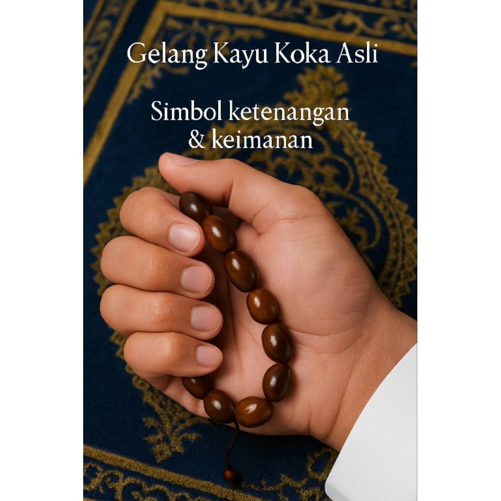 Gelang Kokka Motif Oval Jumbo Kayu Coklat Hitam 12Mm