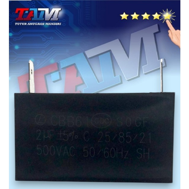 Kapasitor 2uF 500V Kaki [CBB61] HITAM