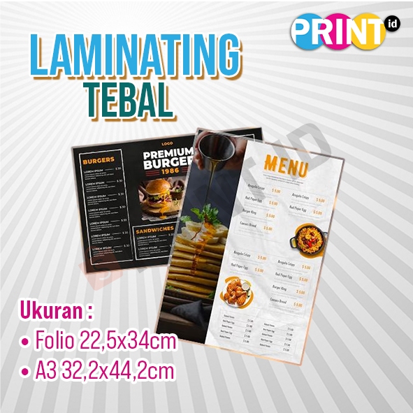 

LAMINATING HARD UK FOLIO & A3 PER LEMBAR