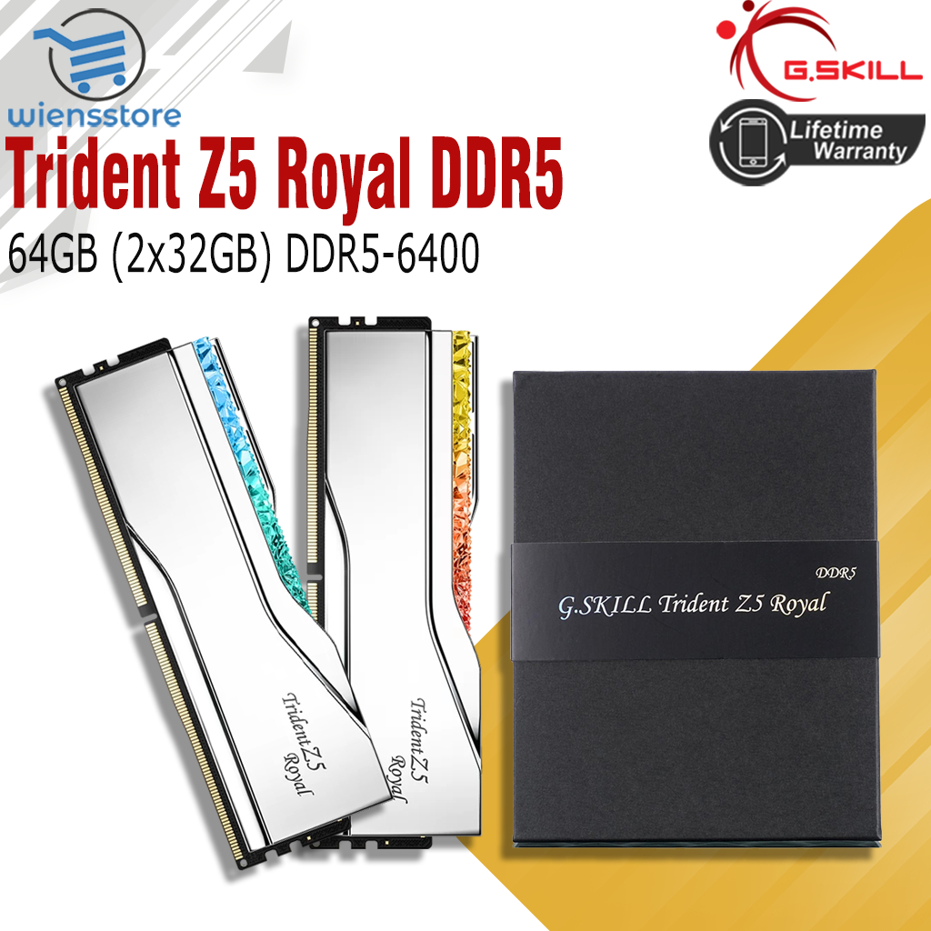 Gskill Trident Z5 Royal 64GB (32GBx2) DDR5 6400 - F5-6400J3239G32GX2-TR5S