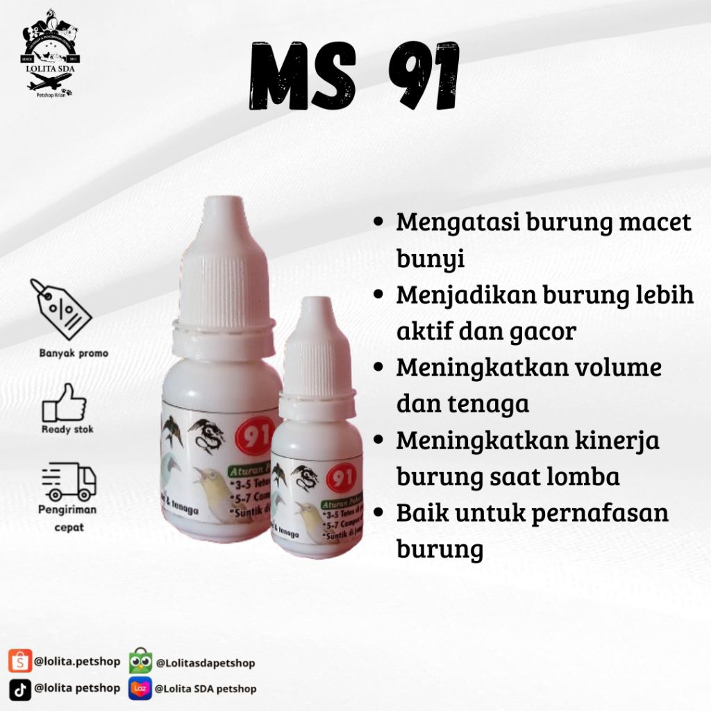MS 91 Vitamin Burung Lomba Untuk Lovebird, Murai Batu