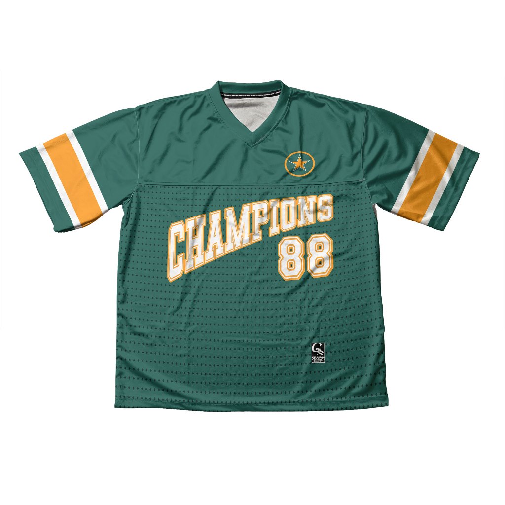 GAMEPLANE - Baju Kaos Jersey Oversize Chest Cut Vintage  CHAMPIONS 88 Aesthetic Streetwear Rugby Cus