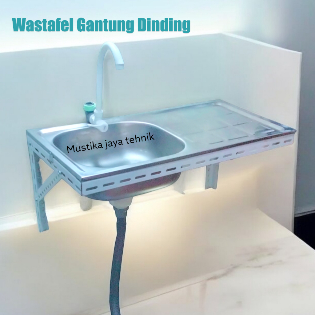 Set Wastafel Kitchen Sink Bak Cuci Piring Cuci Tangan Minimalis Gantung Praktis Portable 75&96cm