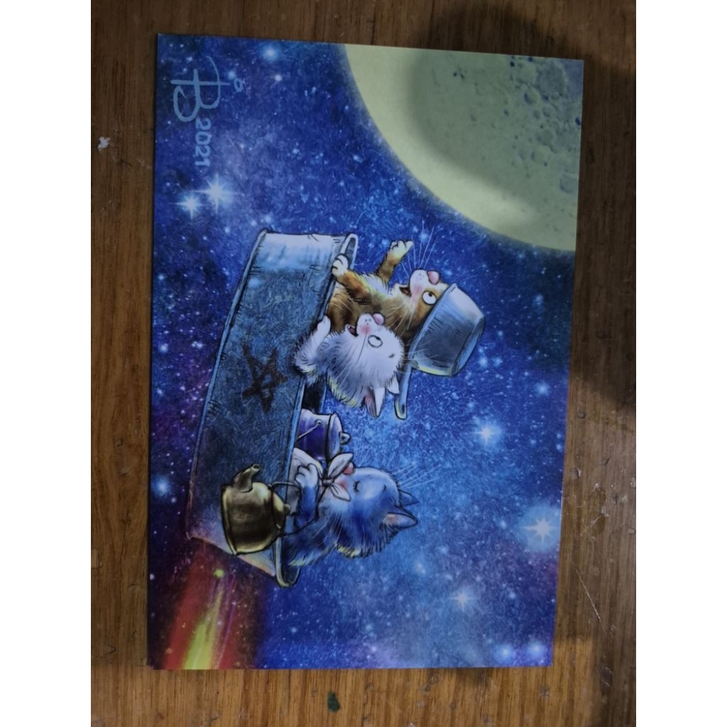 

kartu pos kucing bluecat antariksa/bluecat postcard