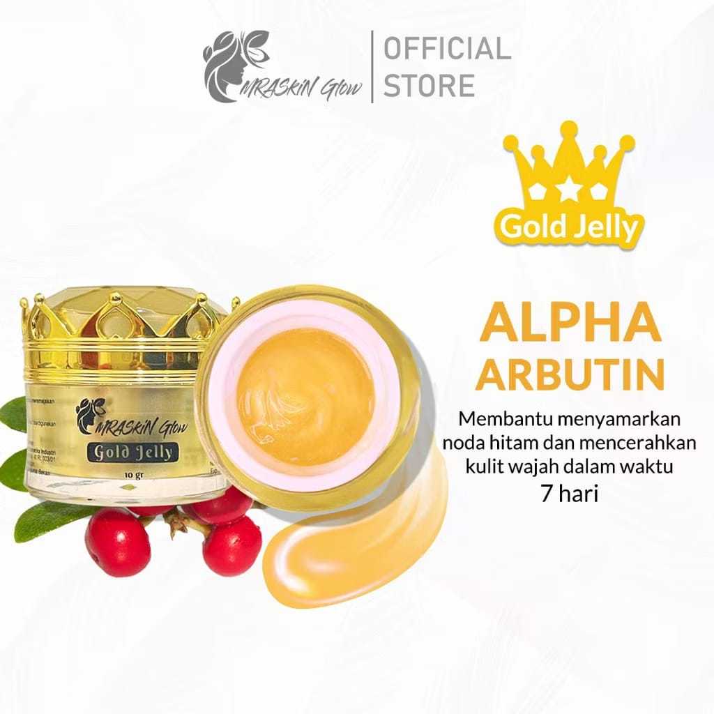 MRASKIN GLOW Queen Gold Jelly Glowing & Whitening Booster Bpom / Gold Jelly Cream Pemutih Wajah Glow