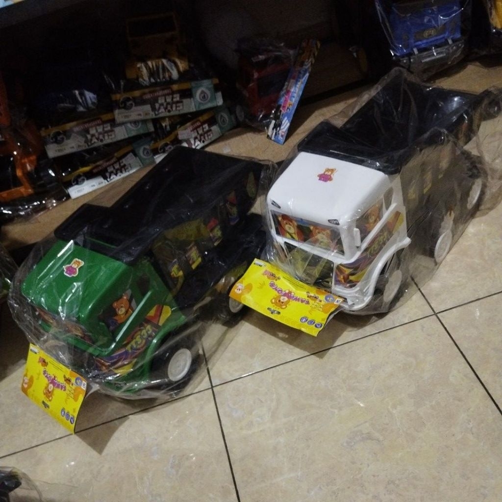 oketoys mainan mobil truck dump / molen mixer mobil truk bak dump truk besar TTS dump truk