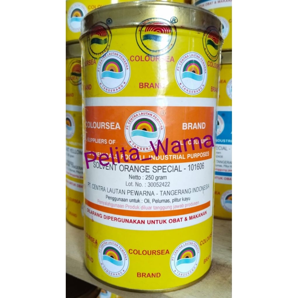 

DIJAMIN ORI !!! Pewarna larut minyak Orange/Solvent orange-101606 250gr merek coloursea