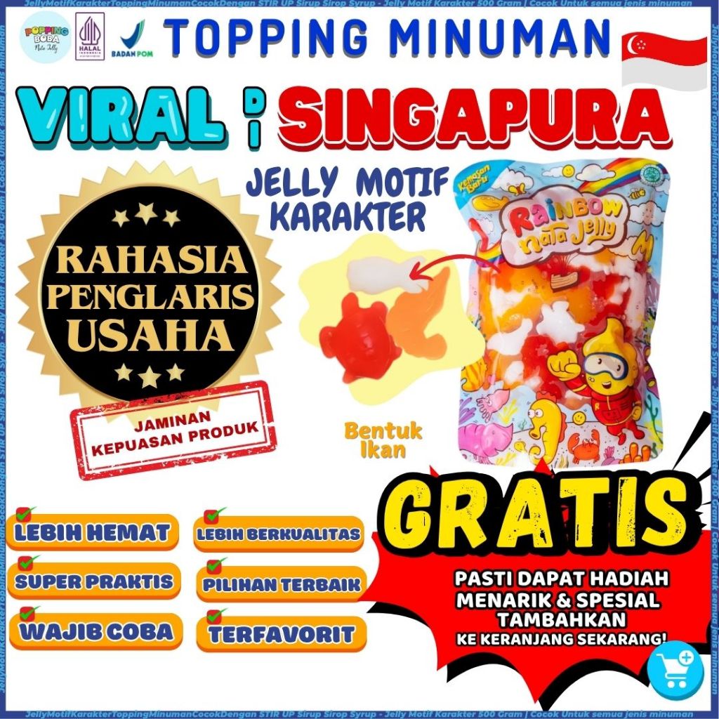 

JellyMotifKarakterToppingMinumanCocokDengan STIR UP Sirup Sirop Syrup - Jelly Motif Karakter 500 Gram | Cocok Untuk Semua Jenis Minuman