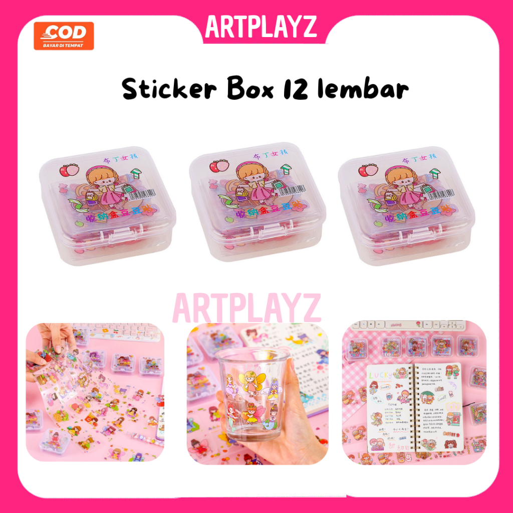

Stiker Transparan mini box, Cute Mini Box PET Sticker/Stiker Kotak Kecil Sticker Mini isi 12