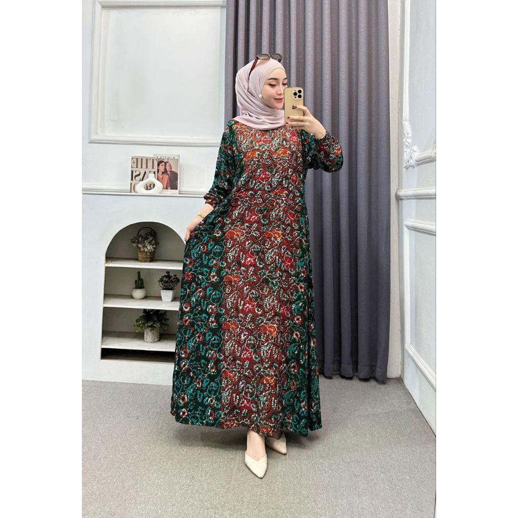 Gamis Batik Jumbo Modern Kombinasi Terbaru || Gamis Batik Pekalongan || Gamis cap || Gamis Busui Bum